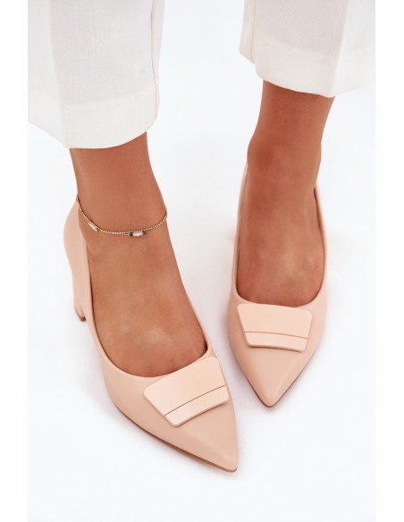 Heels with decoration beige Celira