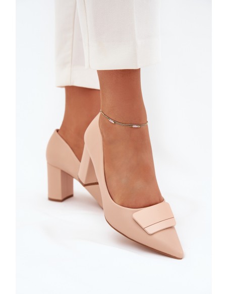 Heels with decoration beige Celira