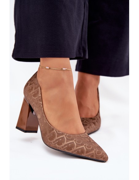 Women's Heels With Decorative Embossing Vinceza 62254 Brown