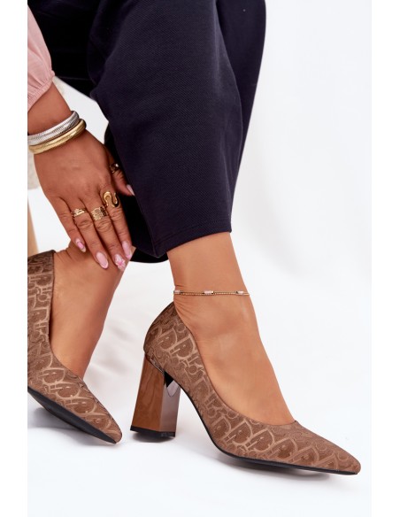 Women's Heels With Decorative Embossing Vinceza 62254 Brown