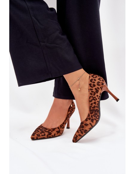 Women's Heels With Leopard Print Vinceza 62264 Brown