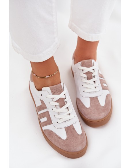 Women's Leather Sneakers Vinceza 79557 White-Beige
