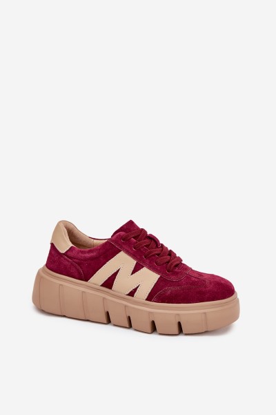 Suede Women's Sneakers On Platform Vinceza 79561 Burgundy 2