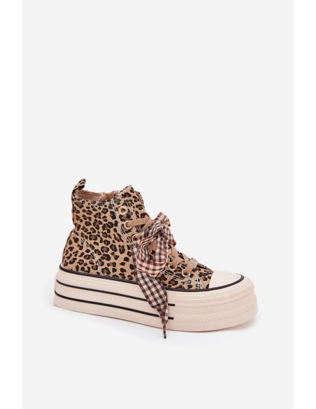 Women's Sneakers With Ribbon And Zipper On Platform Panther Mavara