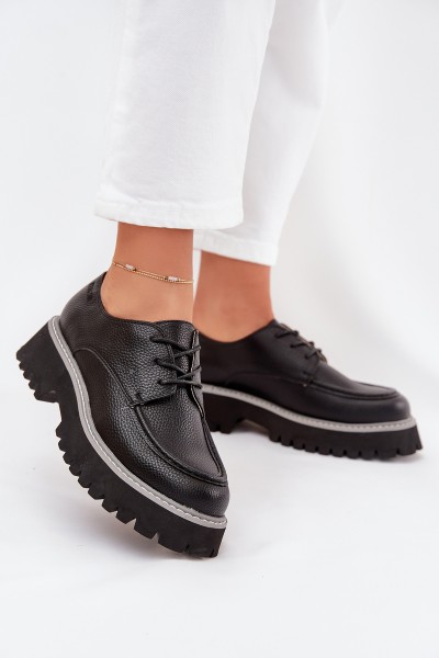 Ladies Lace-Up Moccasins Big Star NN274052 Black