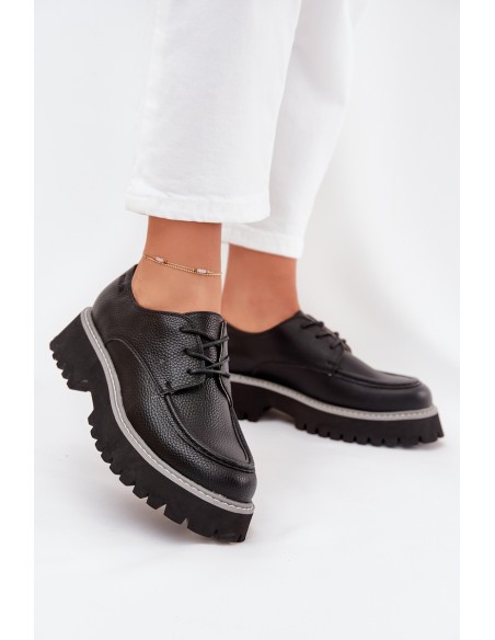 Ladies Lace-Up Moccasins Big Star NN274052 Black