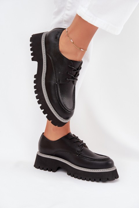 Ladies Lace-Up Moccasins Big Star NN274052 Black