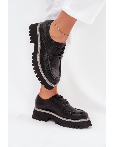 Ladies Lace-Up Moccasins Big Star NN274052 Black