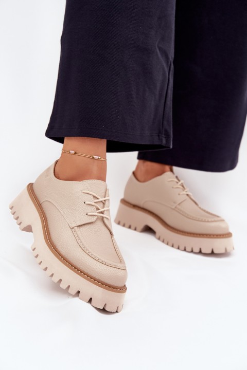 Moteriški mokasinai su raišteliais Big Star NN274053 smėlio spalvos