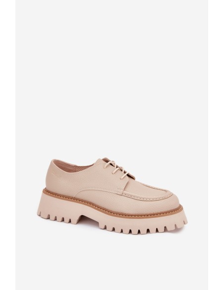 Ladies Lace-Up Moccasins Big Star NN274053 Beige