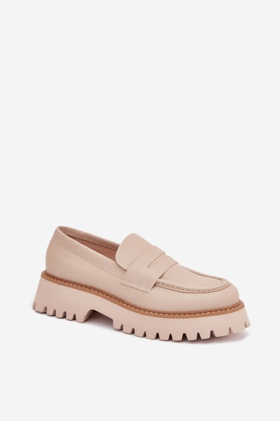 Ladies Moccasins On Platform And Flat Heel Big Star NN274050 Beige 2