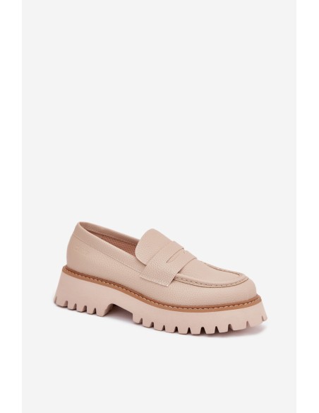 Ladies Moccasins On Platform And Flat Heel Big Star NN274050 Beige