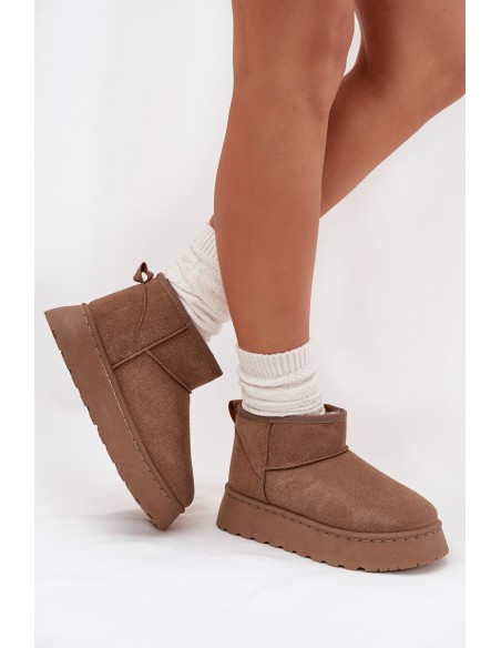 Women's Snow Boots On Platform Insulated With Fur Khaki Vesirae