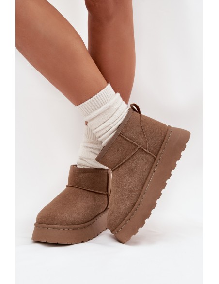 Women's Snow Boots On Platform Insulated With Fur Khaki Vesirae