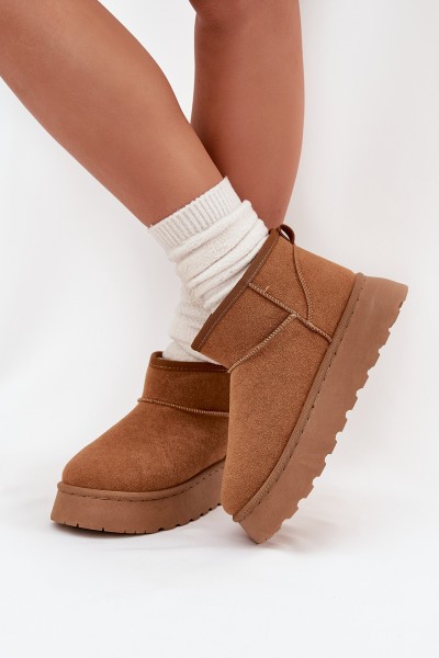 Women's Snow Boots On Platform Insulated With Fur Camel Vesirae