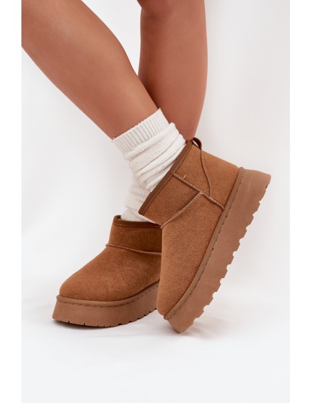 Women's Snow Boots On Platform Insulated With Fur Camel Vesirae