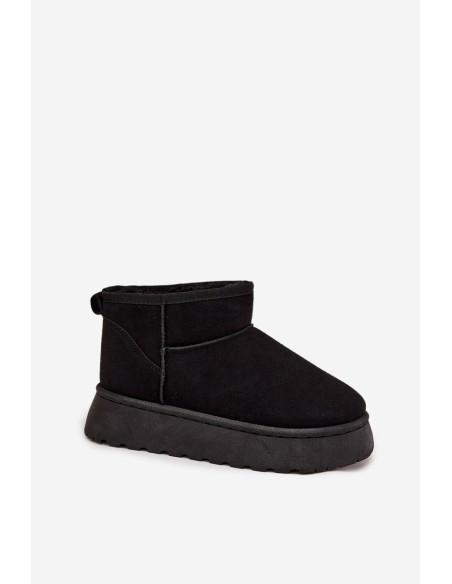 Moteriški sniego batai su platforma, pašiltinti su kailiu, juodi „Vesirae“