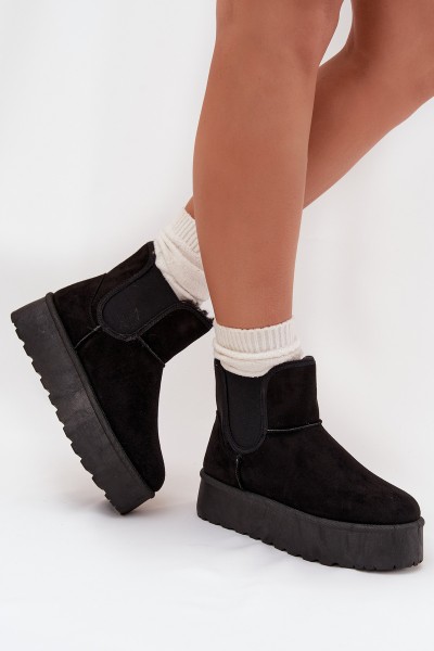 Moteriški sniego batai su elastiniu įsiuvu, juodi Kiora