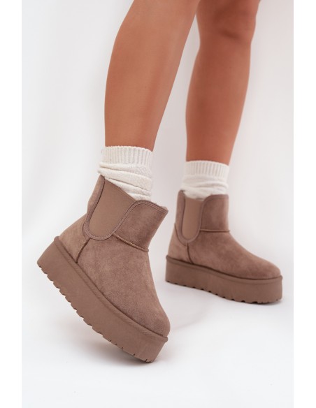 Ladies Snow Boots With Elastic Insert Khaki Kiora