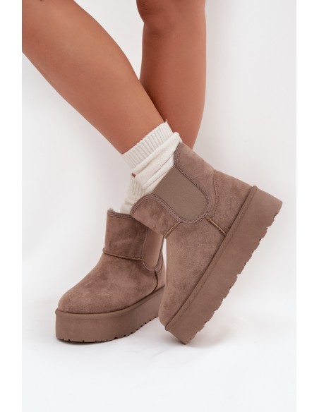 Ladies Snow Boots With Elastic Insert Khaki Kiora