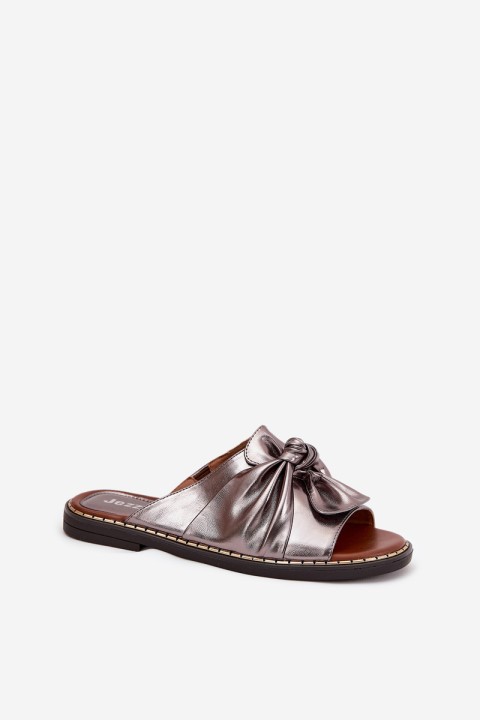 Moteriškos šlepetės plokščiu padu grafito spalvos Nelvira