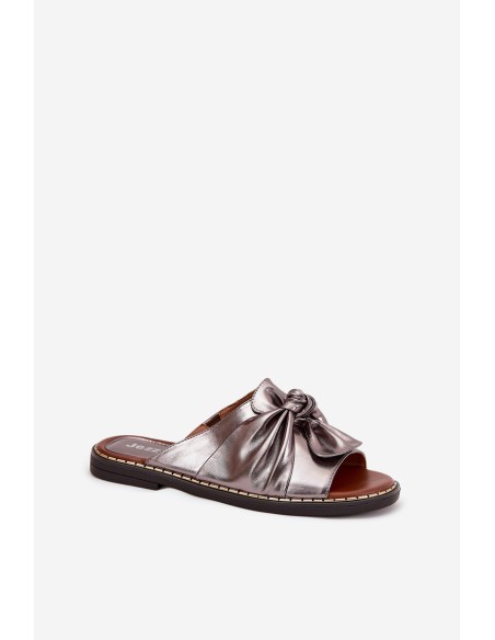 Moteriškos šlepetės plokščiu padu grafito spalvos Nelvira