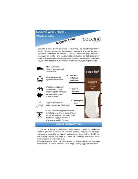 Įdėklai Coccine White Frotte putplastis ant latekso 34-41