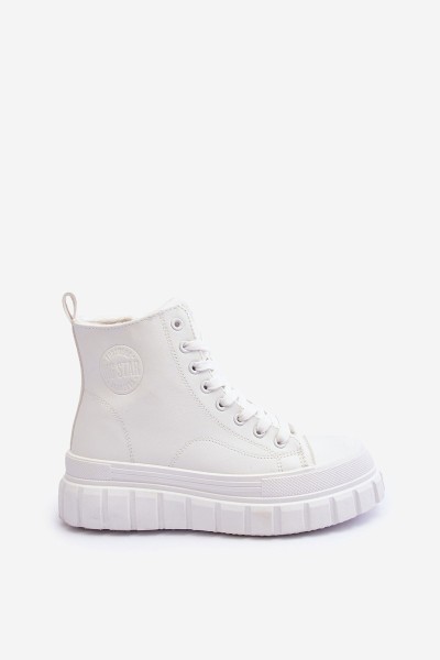 Leather Quilted Lace-up Sneakers Big Star MM274624 White