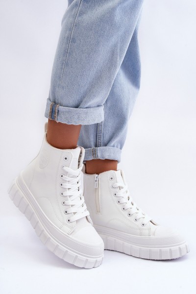 Leather Quilted Lace-up Sneakers Big Star MM274624 White 2
