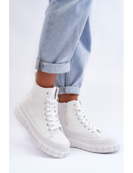 Leather Quilted Lace-up Sneakers Big Star MM274624 White