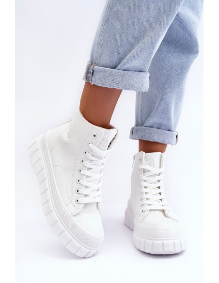 Leather Quilted Lace-up Sneakers Big Star MM274624 White