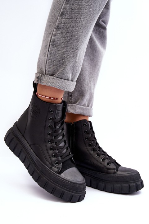 Leather Lined Zip-Up Sneakers Big Star MM274625 Black