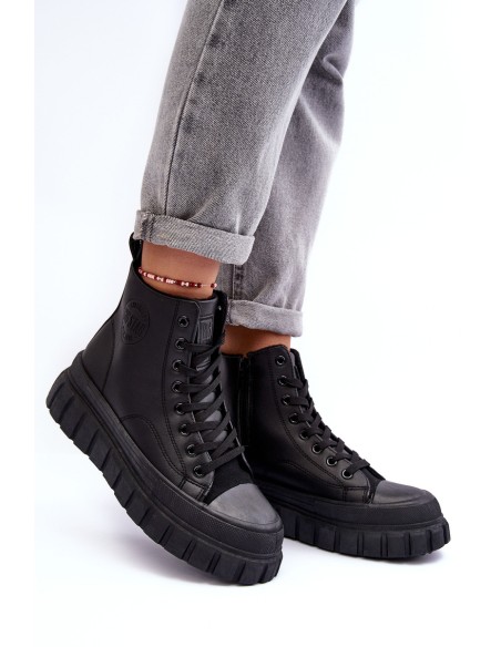 Leather Lined Zip-Up Sneakers Big Star MM274625 Black