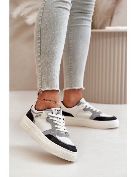 Women's Low Sneakers Made Of Eco Leather Big Star OO274028 White-Gray