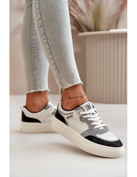 Women's Low Sneakers Made Of Eco Leather Big Star OO274028 White-Gray