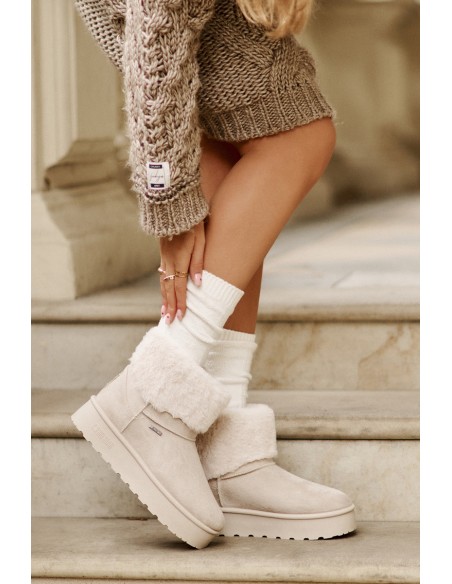 Snow boots on platform with fur Big Star OO274A107 Light beige