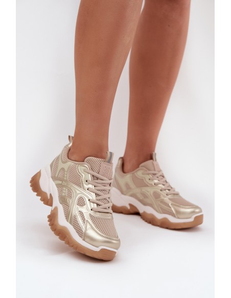 Women's Sports Shoes Sneakers Big Star SS274014 Beige-Gold