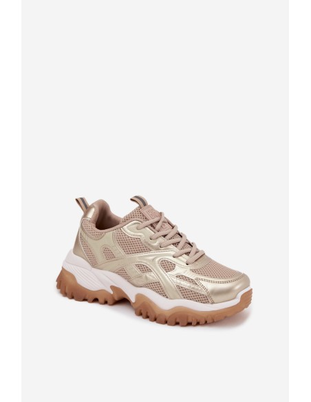 Women's Sports Shoes Sneakers Big Star SS274014 Beige-Gold