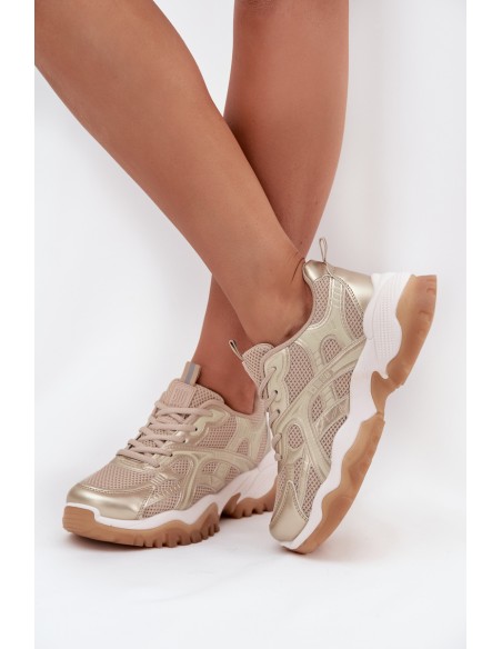 Women's Sports Shoes Sneakers Big Star SS274014 Beige-Gold