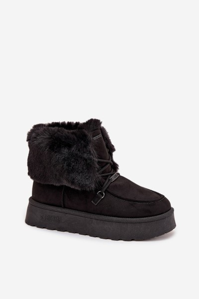 Women's Snow Boots On Platform With Fur And Lacing Big Star SS274113 Black 2