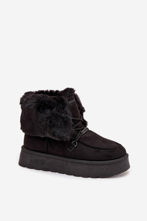 Women's Snow Boots On Platform With Fur And Lacing Big Star SS274113 Black