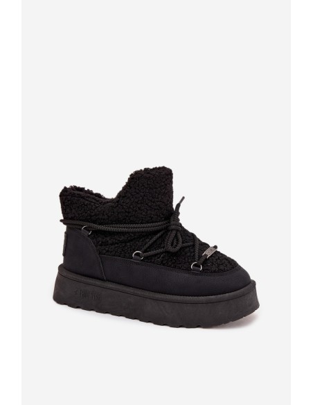 Womens Snow Boots On Platform With Sheepskin Big Star SS274109 Black