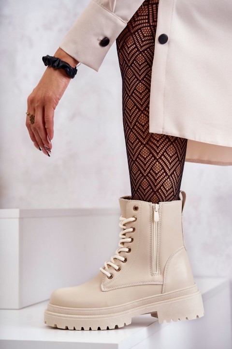 Moteriški šilti odiniai aulinukai šviesiai smėlio spalvos Dorchen