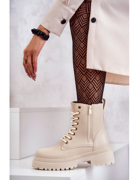 Women's Warm Leather Boots Light Beige Dorchen