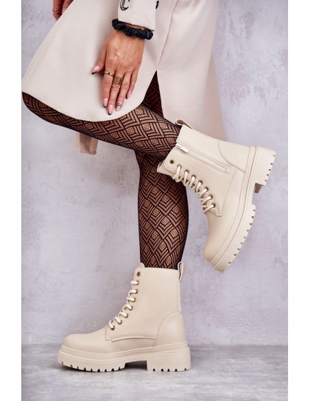 Women's Warm Leather Boots Light Beige Dorchen