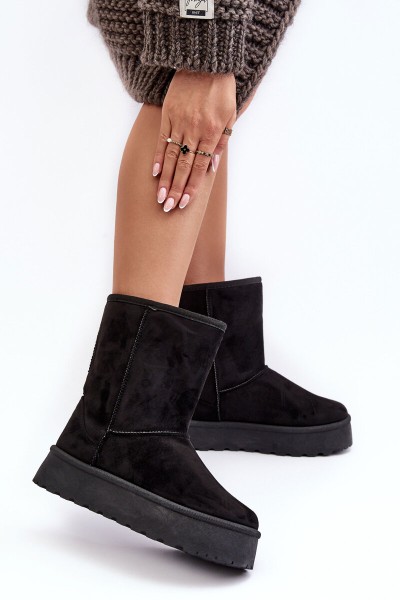 Moteriški sniego batai su pašiltinimu ir kailiu, juodi Abrams 2