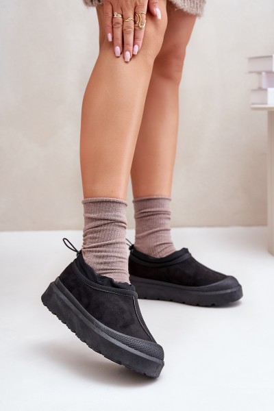 Moteriški sniego batai ant platformos su žemu kotu, juodi, Izamine