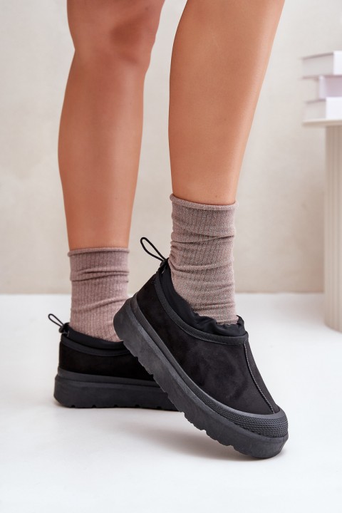 Moteriški sniego batai ant platformos su žemu kotu, juodi, Izamine