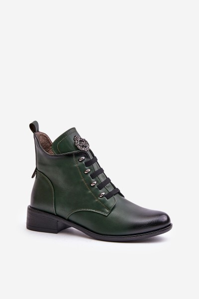 Low Insulated Ankle Boots with Zipper and Decoration Green Nevalia 2