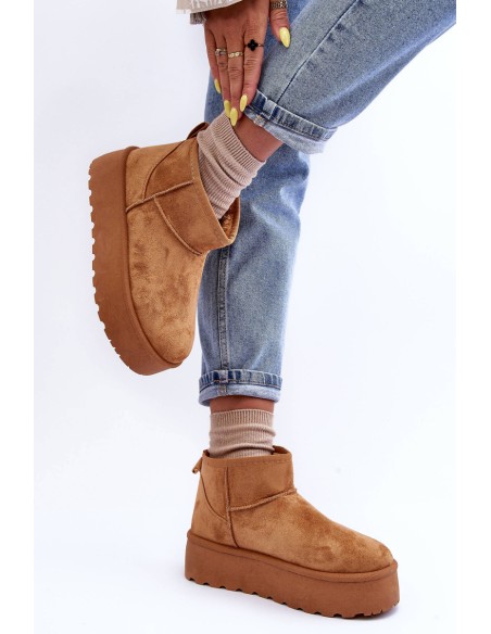 Brown Corcoran Suede Snow Boots On Platform